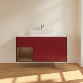 Тумба под раковину Villeroy & Boch Finion 120х50,1 см с подсветкой МДФ пион матовый лак/стекло белое матовое G411GNHB