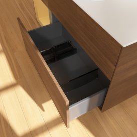 Тумба под раковину Villeroy & Boch Finion 120х50,1 см с подсветкой МДФ шпон грецкого ореха/стекло белое матовое G411HFGN