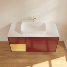 Тумба под раковину Villeroy & Boch Finion 120х50,1 см с подсветкой МДФ пион матовый лак/стекло белое матовое G411HFHB