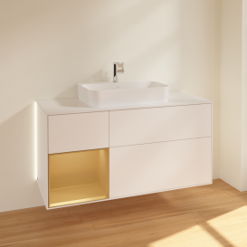 Тумба под раковину Villeroy & Boch Finion 120х50,1 см с подсветкой МДФ белый матовый лак/стекло белое матовое G411HFMT