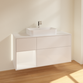 Тумба під раковину Villeroy & Boch Finion 120х50,1 см із підсвічуванням МДФ білий глянцевий лак/скло біле матове G411MTGF