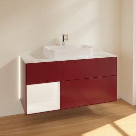 Тумба під раковину Villeroy & Boch Finion 120х50,1 см із підсвічуванням МДФ півонія матовий лак/скло біле матове G411MTHB