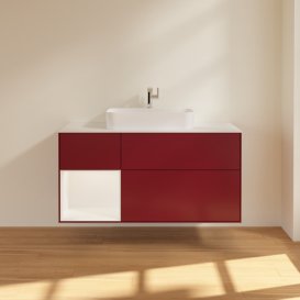 Тумба під раковину Villeroy & Boch Finion 120х50,1 см із підсвічуванням МДФ півонія матовий лак/скло біле матове G411MTHB