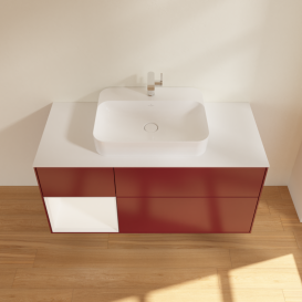 Тумба під раковину Villeroy & Boch Finion 120х50,1 см із підсвічуванням МДФ півонія матовий лак/скло біле матове G411MTHB