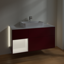 Тумба під раковину Villeroy & Boch Finion 120х50,1 см із підсвічуванням МДФ півонія матовий лак/скло біле матове G411MTHB