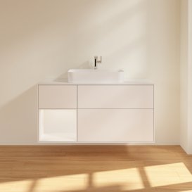 Тумба под раковину Villeroy & Boch Finion 120х50,1 см с подсветкой МДФ белый матовый лак/стекло белое матовое G411MTMT