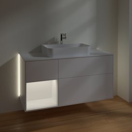 Тумба под раковину Villeroy & Boch Finion 120х50,1 см с подсветкой МДФ белый матовый лак/стекло белое матовое G411MTMT