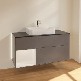 Тумба под раковину Villeroy & Boch Finion 120х50,1 см с подсветкой МДФ антрацит матовый лак/стекло черное матовое G412GFGK