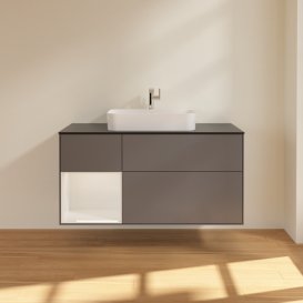 Тумба под раковину Villeroy & Boch Finion 120х50,1 см с подсветкой МДФ антрацит матовый лак/стекло черное матовое G412GFGK