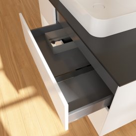 Тумба під раковину Villeroy & Boch Finion 120х50,1 см із підсвічуванням МДФ білий матовий лак/скло чорне матове G412GFMT