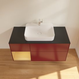 Тумба під раковину Villeroy & Boch Finion 120х50,1 см із підсвічуванням МДФ півонія матовий лак/скло чорне матове G412HFHB