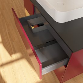 Тумба під раковину Villeroy & Boch Finion 120х50,1 см із підсвічуванням МДФ півонія матовий лак/скло чорне матове G412HFHB