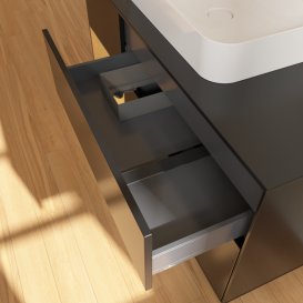 Тумба під раковину Villeroy & Boch Finion 120х50,1 см із підсвічуванням МДФ чорний матовий лак/скло чорне матове G412HFPD