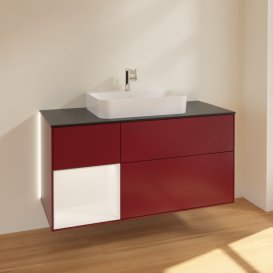 Тумба під раковину Villeroy & Boch Finion 120х50,1 см із підсвічуванням МДФ півонія матовий лак/скло чорне матове G412MTHB