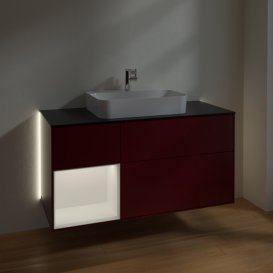 Тумба під раковину Villeroy & Boch Finion 120х50,1 см із підсвічуванням МДФ півонія матовий лак/скло чорне матове G412MTHB