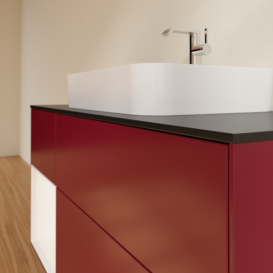 Тумба під раковину Villeroy & Boch Finion 120х50,1 см із підсвічуванням МДФ півонія матовий лак/скло чорне матове G412MTHB