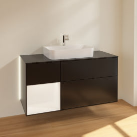 Тумба под раковину Villeroy & Boch Finion 120х50,1 см с подсветкой МДФ черный матовый лак/стекло черное матовое G412MTPD