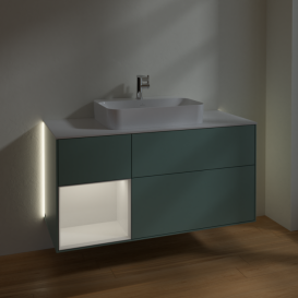 Тумба під раковину Villeroy & Boch Finion 120х50,1 см із підсвічуванням МДФ оливковий матовий лак/скло біле матове G411GFGM