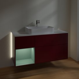 Тумба під раковину Villeroy & Boch Finion 120х50,1 см із підсвічуванням МДФ півонія матовий лак/скло біле матове G411GMHB
