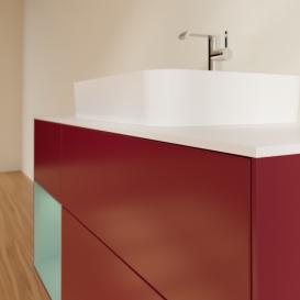 Тумба під раковину Villeroy & Boch Finion 120х50,1 см із підсвічуванням МДФ півонія матовий лак/скло біле матове G411GMHB