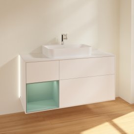 Тумба под раковину Villeroy & Boch Finion 120х50,1 см с подсветкой МДФ белый матовый лак/стекло белое матовое G411GMMT