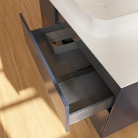 Тумба під раковину Villeroy & Boch Finion 120х50,1 см із підсвічуванням МДФ темно-синій матовий лак/скло біле матове G411GNHG