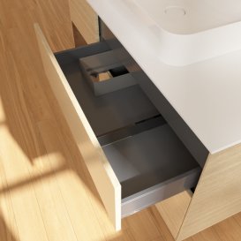 Тумба під раковину Villeroy & Boch Finion 120х50,1 см із підсвічуванням МДФ шпон дуба/скло біле матове G411GNPC