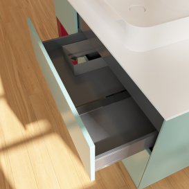 Тумба під раковину Villeroy & Boch Finion 120х50,1 см із підсвічуванням МДФ оливковий матовий лак/скло біле матове G411HBGM