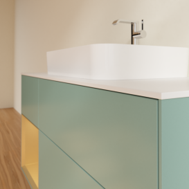 Тумба под раковину Villeroy & Boch Finion 120х50,1 см с подсветкой МДФ оливковый матовый лак/стекло белое матовое G411HFGM