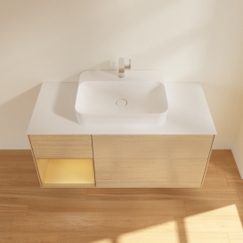 Тумба под раковину Villeroy & Boch Finion 120х50,1 см с подсветкой МДФ шпон дуба/стекло белое матовое G411HFPC