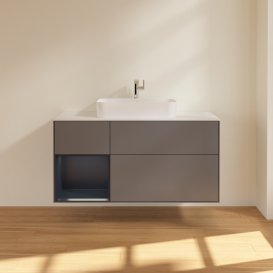 Тумба под раковину Villeroy & Boch Finion 120х50,1 см с подсветкой МДФ антрацит матовый лак/стекло белое матовое G411HGGK