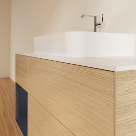 Тумба под раковину Villeroy & Boch Finion 120х50,1 см с подсветкой МДФ шпон дуба/стекло белое матовое G411HGPC