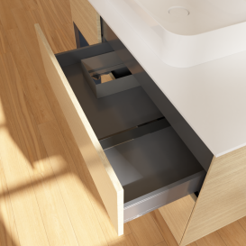 Тумба под раковину Villeroy & Boch Finion 120х50,1 см с подсветкой МДФ шпон дуба/стекло белое матовое G411HGPC