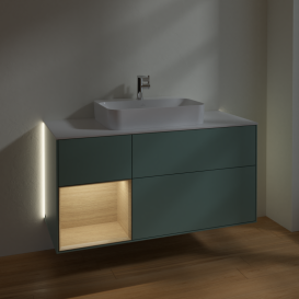 Тумба під раковину Villeroy & Boch Finion 120х50,1 см із підсвічуванням МДФ оливковий матовий лак/скло біле матове G411PCGM