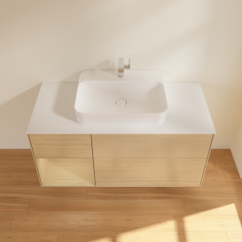 Тумба під раковину Villeroy & Boch Finion 120х50,1 см із підсвічуванням МДФ шпон дуба/скло біле матове G411PCPC