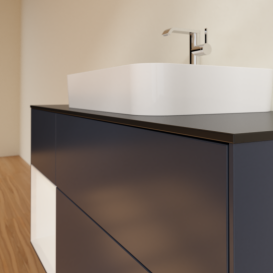 Тумба під раковину Villeroy & Boch Finion 120х50,1 см із підсвічуванням МДФ темно-синій матовий лак/скло чорне матове G412GFHG