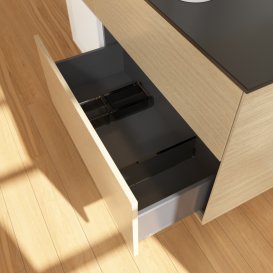 Тумба під раковину Villeroy & Boch Finion 120х50,1 см із підсвічуванням МДФ шпон дуба/скло чорне матове G412GFPC