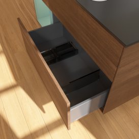 Тумба під раковину Villeroy & Boch Finion 120х50,1 см із підсвічуванням МДФ шпон волоського горіха/скло чорне матове G412GMGN