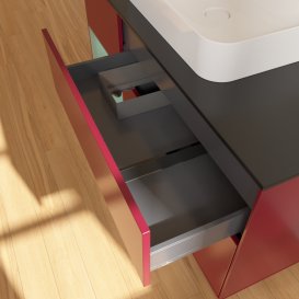 Тумба под раковину Villeroy & Boch Finion 120х50,1 см с подсветкой МДФ пион матовый лак/стекло черное матовое G412GMHB