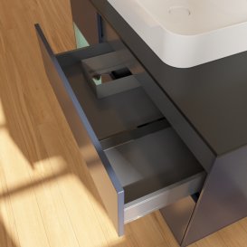 Тумба під раковину Villeroy & Boch Finion 120х50,1 см із підсвічуванням МДФ темно-синій матовий лак/скло чорне матове G412GMHG