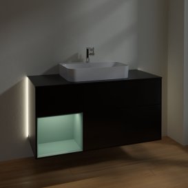 Тумба под раковину Villeroy & Boch Finion 120х50,1 см с подсветкой МДФ черный матовый лак/стекло черное матовое G412GMPD