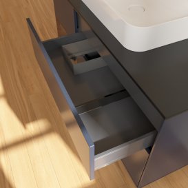 Тумба под раковину Villeroy & Boch Finion 120х50,1 см с подсветкой МДФ темно-синий матовый лак/стекло черное матовое G412GNHG