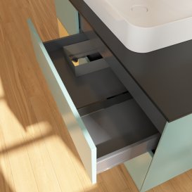 Тумба під раковину Villeroy & Boch Finion 120х50,1 см із підсвічуванням МДФ оливковий матовий лак/скло чорне матове G412HFGM