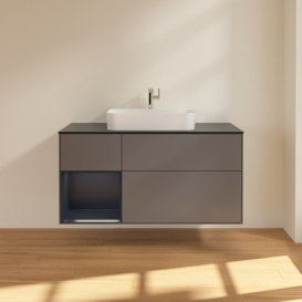 Тумба під раковину Villeroy & Boch Finion 120х50,1 см із підсвічуванням МДФ антрацит матовий лак/скло чорне матове G412HGGK