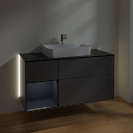 Тумба під раковину Villeroy & Boch Finion 120х50,1 см із підсвічуванням МДФ антрацит матовий лак/скло чорне матове G412HGGK