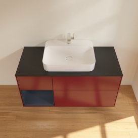 Тумба под раковину Villeroy & Boch Finion 120х50,1 см с подсветкой МДФ пион матовый лак/стекло черное матовое G412HGHB