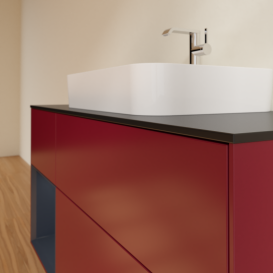 Тумба под раковину Villeroy & Boch Finion 120х50,1 см с подсветкой МДФ пион матовый лак/стекло черное матовое G412HGHB