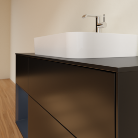 Тумба під раковину Villeroy & Boch Finion 120х50,1 см із підсвічуванням МДФ чорний матовий лак/скло чорне матове G412HGPD