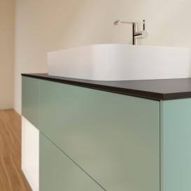 Тумба під раковину Villeroy & Boch Finion 120х50,1 см із підсвічуванням МДФ оливковий матовий лак/скло чорне матове G412MTGM