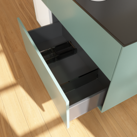 Тумба під раковину Villeroy & Boch Finion 120х50,1 см із підсвічуванням МДФ оливковий матовий лак/скло чорне матове G412MTGM